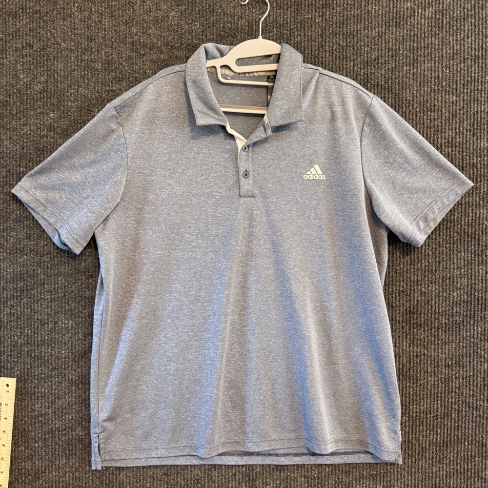 Adidas Polo Shirt Mens XL Blue Short Sleeve Heathered DW8158